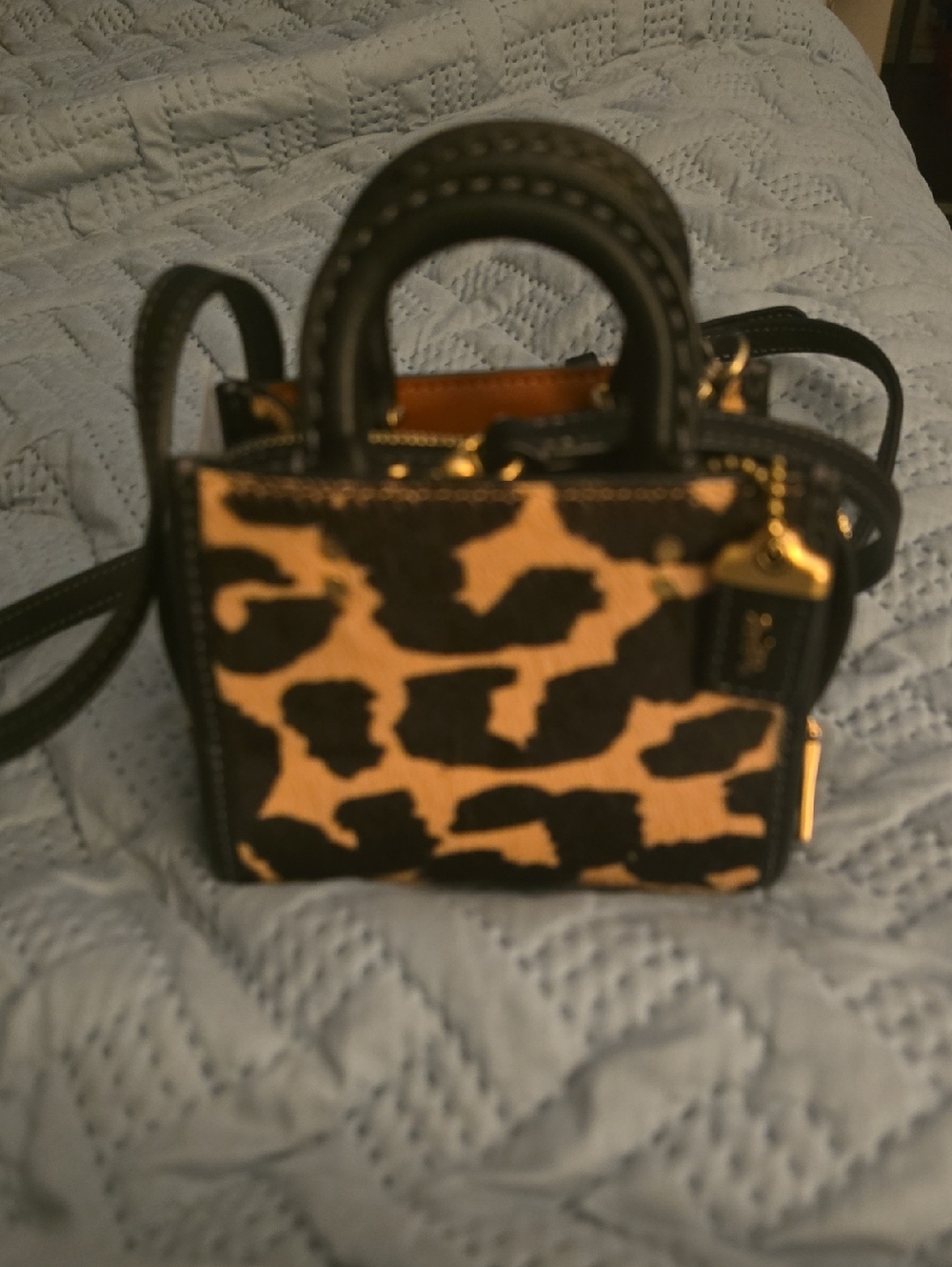 Coach Leopard Haircalf Mini Rogue 12in